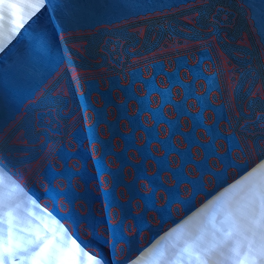 Blue Bordered Oriental Pocket Square - image 1